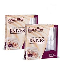 [200 Knives] Embellish Crystal Clear Disposable Heavy Duty Plastic Knife, Ideal For Wedding, Catering, Parties, Buffets, Events, Or Everyday Use,