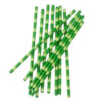 Anyneo Biodegradable Green Paper Straws 100PC Compostable Drinking Straws For Forest Theme Party and Decorations, 3/4 Inches, Bamboo