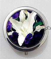 BlackKey Purple Lily Flower 3-Compartment Decorative Pocket Gift Box Case Organizer for Pill, Color 1-641