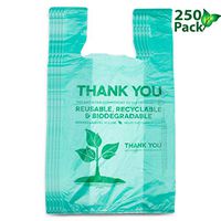 Recyclable Compostable Reusable Biodegradable Bags Grocery Shopping Bags Green, Eco Plastic Bags 250 Pack