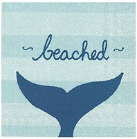 MesaFina Cocktail Beverage Paper Napkins, Beached Whale, 40 ct