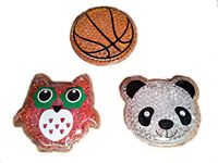 Three Kids' Reusable Animal and Toy Shaped Cold Packs: Orange Basket Ball, Black and White Panda, and Orange Owl by Assured (Kids 3+)