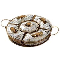 Home big wrist Ceramic Dried Fruit Plate, Compartment with Cover Fruit Plate, nut Melon Plate, Candy Dried Fruit Box, Local Gold Dried Fruit Plate Decorative hotel retro soup bowl