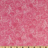 Fabric Traditions Make Believe Glitter Swirls Pink Fabric By The Yard