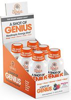 Shot of Genius - Nootropic Energy Shots | The Smart Energy Drink for Men & Women w/ Alpha GPC & Blueberry Extract | Extra Strength Brain Boost Supplement | Spark Focus & Support Mood - Sugar Free -6ct