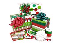 Christmas Rolled Premium Gift Wrap Ribbon and Gift Tags Kit