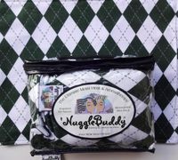 'NUGGLEBUDDY NEW! Microwavable Moist Heat & Aromatherapy Organic Rice Pack. Trendy Evergreen & White Argyle Flannel with SPEARMINT EUCALYPTUS Aromatherapy!
