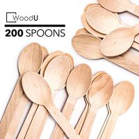 Disposable Wooden Eco Friendly Utensils, Cutlery Biodegradable Compostable Natural Birchwood Spoon, Party supplies Camping BBQ, Picnic, Birthday parties GO GREEN! (6.1/4" 200 Pack)