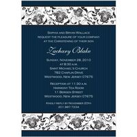 Delightfully Damask Boy Baptism Invitations - Set of 20