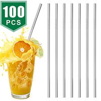 AROIC Stainless Steel Straws Set of 100 Stainless Steel Ultra Long 10.5 Inch Drinking Metal Straws for Tumblers Rumblers Cold Beverage, Silvery