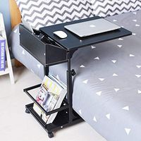 Rziioo Adjustable Laptop Computer Stand Desk Cart Tray Mobile Side Table with Storage Square,B