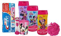 Disney Minnie Mouse Girl's All Inclusive Bath Time Gift Set! Includes Body Wash, Shampoo, Bubble Bath, Toothbrush, Toothpaste, Brushing Timer & Mouthwash Rinse Cup!
