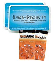 Dry Brik II (Newest Version) + 12 HearClear Hearing Aid Batteries (Size 13 (12 pcs))