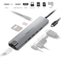 【Upgraded Version】Rocketek Multi Function 9-in-1 USB C Hub with 4K USB C to HDMI, Ethernet Port, 3 USB 3.0 Ports, 2 USB C Ports, SD/TF Card Reader, Compatible Mac Pro and Other Type C Laptops& Devices