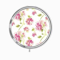 Udoosun Vintage Floral Leaves Flowers Custom Round Pill Box Medicine Case Tablet Holder Organizer Case Pocket Purse