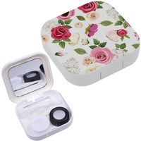 Portable Contact Lens Case Box Travel Kit Mirror + Bottle + Tweezers Container Holder [ Red Pink ]