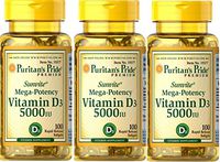 Vitamin D Mega Potency 5000 iu 100 caps - (3 Bottle Pack - 300 caps total) (3 Bottles)