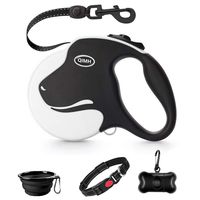 QiMH Retractable Dog Leash, 360° Tangle-Free Heavy Duty 16ft Reflective Walking Dog Leash Ribbon with Anti-Slip Handle for Medium and Large Dogs Up to 110lbs, One-Handed Brake, Pause and Lock