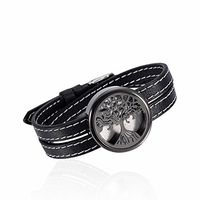 EternityMemory Essential Oil Diffuser Bracelet, Aromatherapy Adjustable Leather with Stainless Steel Locket (IJC007-6)