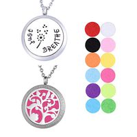 1 Set VALYRIA Tree of Life and Giraffe Aromatherapy Essential Oil Diffuser Necklace,Stainless Steel Locket