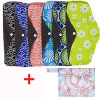 BJ-SHOP Reusable Sanitary Pads,Cloth Sanitary Towels 6 Pieces Washable Bamboo Charcoal Cloth Menstrual with Bag