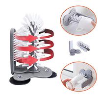 Bottle Cleaning Brush with Suction Cups, Standing Glass Brush with Suction Base, Wall Mounted Rotating Double Sided Bristle Brush, Automotive Glass Cup Cleaner Bars, Kitchens