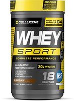 Cellucor Whey Sport Protein Powder, Post Workout Recovery Drink with Whey Protein Isolate, Creatine & Glutamine, Chocolate, 18 Servings