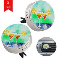 Water Color Wine Glass Orange 2 pcs silver Car Essential Oil Diffuser Vent Clip Aromatherapy Diffuser Locket Air Freshener with 4 Refill Pads 1.33x1.83in