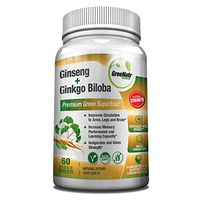 Panax Ginseng + Ginkgo Biloba Tablets - Premium Non-GMO/Veggie Superfood - Traditional Energy Booster and Brain Sharpener - Unique Twin Supplement Combines Ginseng and Ginkgo Biloba 60 Veggie Tablets