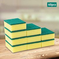 Household Kitchen Dish Washing Cleaning Sponge Scrubbing Scouring Pads,Heavy Duty Scrub Sponge Two-face,Multi-Use Heavy Duty Scrub Sponge,40 Pcs