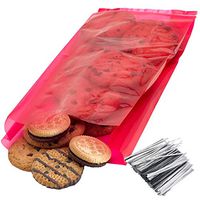 Kicko Ruby Red Cellophane Treat Bags - 60 Pack - 13.75 x 5.25 Inches - for Kids, Party Favors, Chocolate Covered Pretzels, Popcorn, Gummy Bears, Hard Candies, Chews, Candy Bars, Nuts, and More