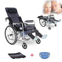 Lightweight Folding Aluminum Alloy Medical Wheelchair with Toilet Seat Multifunctional Trolley Adjustable backrest and Lifting Legs to Rest
