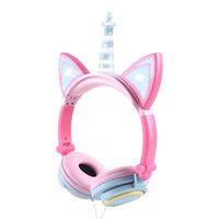 Isightguard Unicorn Kids Headphones, Cat Ear Headphones with LED Glowing,Wired Kids Headphones 85dB Volume Limited, Over Ear Headphones for Girls,Multicolor