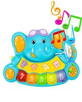 STEAM Life Educational Baby Piano - Musical Toy Piano - Mini Light Up Crib Toddler Piano - Light Up Toy Keyboard has 5 Numbered Keys - Plays Songs and Music Memory Game (Smart Baby Elephant Piano)