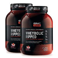 GNC AMP Wheybolic Ripped Whey Protein Powder - Strawberries and Cream, Twin Pack, 22 Servings Each, 40 Grams of Protein