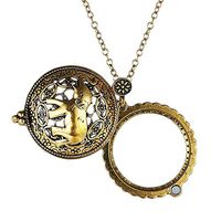 CLARA Elephant Magnifier Magnifying Glass Sliding Top Magnet Pendant Necklace Gold