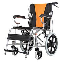 Folding Wheelchair, Lightweight Transport Wheelchair Transit Wheelchair for Travel Portable Black Steel Compact Double brake Foldable backrest Seat width 41cm