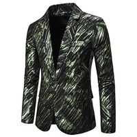Naladoo Men's Suit Modern Fit Men's Slim Button Suit Plaid Jacket Coat Green
