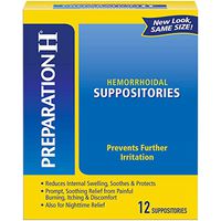 Preparation H Hemorrhoid Symptom Treatment Suppositories, Burning, Itching & Discomfort Relief, 12 Count (package may vary)