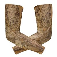 LEVEIS Vintage Map Arm Sleeves UV Protection for Men Women Sunblock Protective Gloves Running Golf Cycling Driving Long Arm Cover 1 Pair