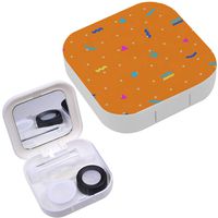 Portable Contact Lens Case Box Travel Kit Mirror + Bottle + Tweezers Container Holder [ Memphis Retro Style ]