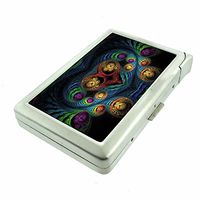 Abstract Alien Heart Egg Em1 Hip Silver Cigarette Case With Built In Lighter 4.75" X 2.75" Id Holder Metal Wallet RFID Protection