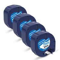 P PUTY Compatible Label Tape Dymo 91331 S0721660 White Plastic dymo letratag Refills 91331 Label Tape Black on White 1/2 Inch 13 Feet for DYMO LetraTag LT-100H Plus LT-100T QX-50 Label Maker, 4Pack