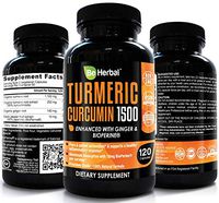 BE HERBAL Organic Turmeric Curcumin with Bioperine 1500mg - The Most Potent Turmeric Curcumin Supplement with 95% Standardized Curcuminoids - Enhanced with Ginger Extract - 120 Veg Capsules