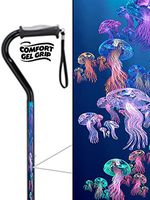 Aluminum Adjustable Walking Cane with Gel Grip Handle Undersea Jelly Fish Design Pretty