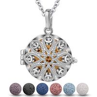 INFUSEU Evil Eye Essential Oil Diffuser Necklace Lava Stone Aroma Therapy Talisman Jewelry Set, 5 Pcs Rocks, 24" Chain