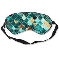 Green Mermaid Scales Eye Masks Sleep Mask 100% Double-Sided Silk Super-Smooth Eye Mask Ultra-Soft Adjustable Eyeshade for Men Women Boys Girls