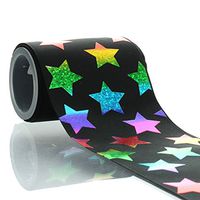3" Black w/Ombre Rainbow Stars Grosgrain Ribbon 5yd