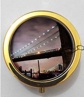 BlackKey Brooklyn Bridge Night Scenery 3-Compartment Decorative Pocket Gift Box Case Organizer for Pill, Color 2 -215