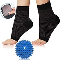 Foot Compression Sleeves, Plantar Fasciitis Socks with Arch Support 20-30 mmHg, Poron Cushion Insert for Heel Support with Spiky Massage Ball, Increase Blood Circulation, Reduce Foot Swelling